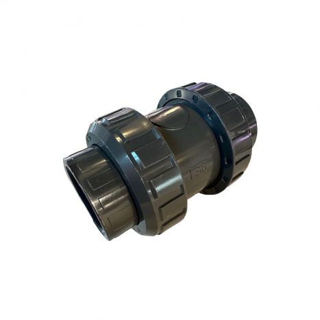 Preview: PVC-Rückschlagventil S6 grau mit Klebemuffen metrisch PN 16 d50